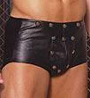 EM-L9130 Leather Shorts with Break Away Front