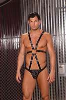 EM-L9134 Leather Harness with Attached Studded Pouch