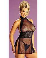 FA-EY7100 High Neck Lacey Babydoll with G-string