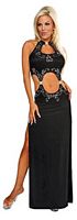 SS-3-259 Sexy Open Side And Rhinestone Trimmed Star Slides Gown